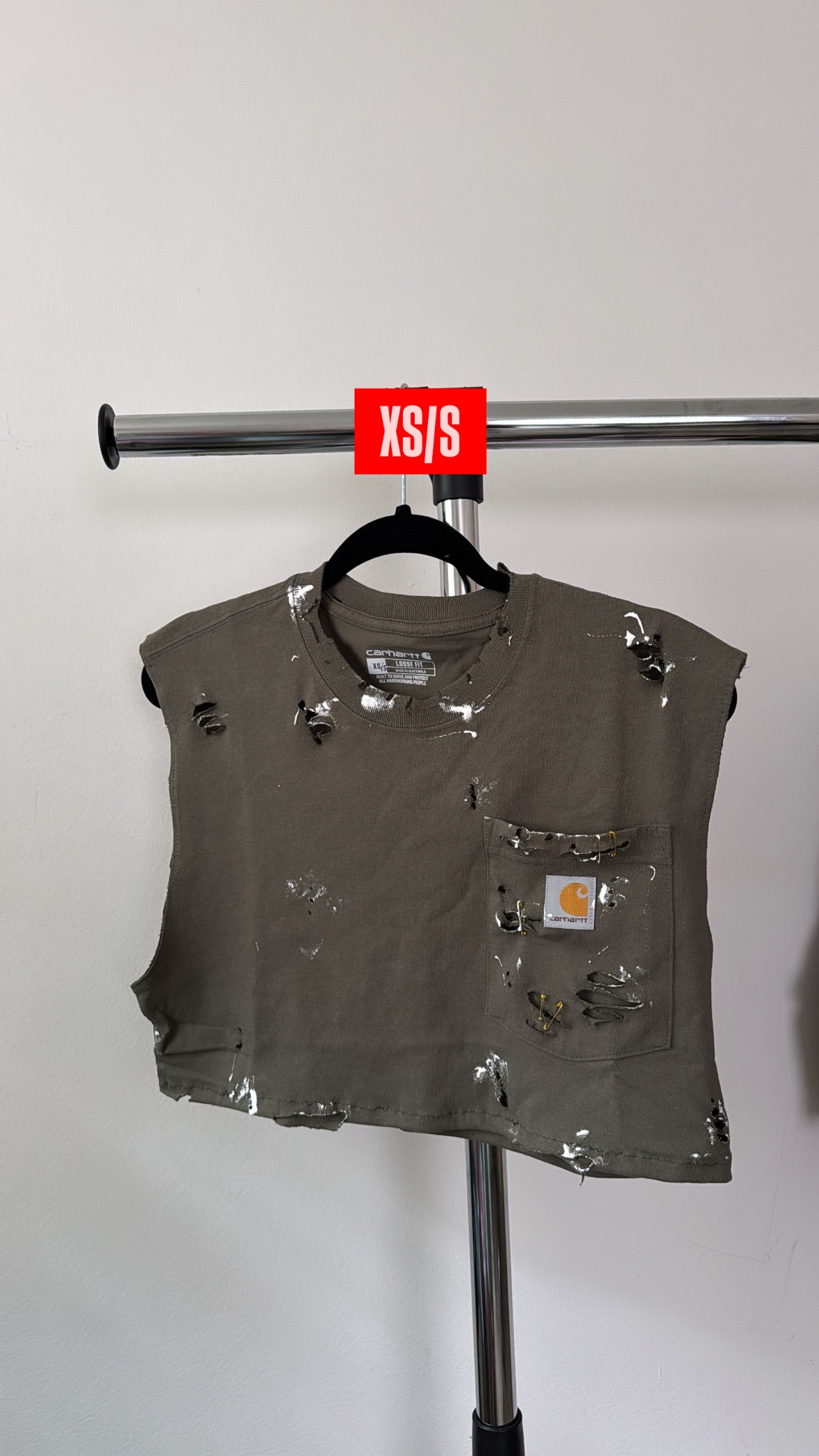 Green Carhartt| sleeveless Pocket Crop tee XS/S 1