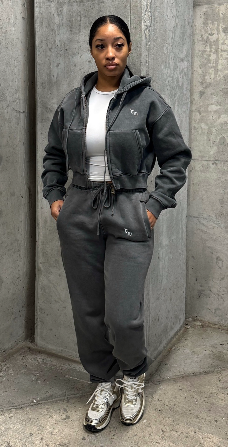 DW OVERSIZED STONE GREY | ZIPPER JOGGER SET
