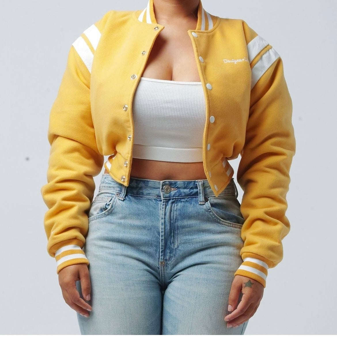 Mustard cropped jacket hotsell