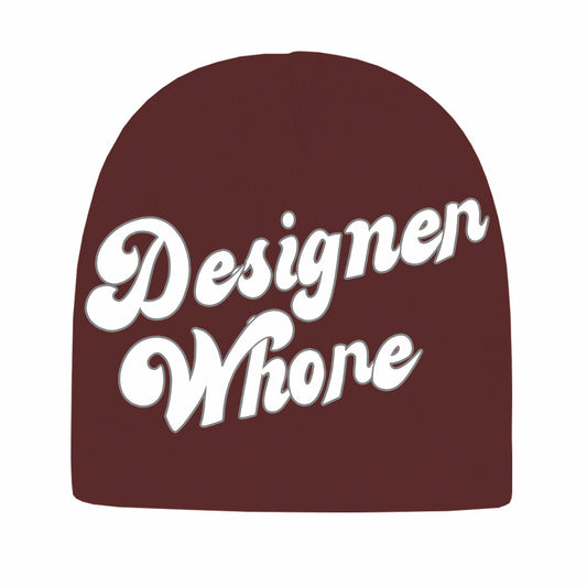 Designer Whore Beanie | Burgundy & Grey