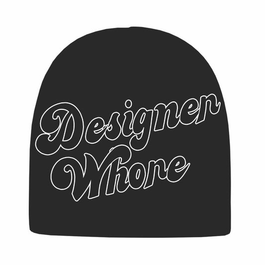 Designer Whore Beanie | Black & white Outline