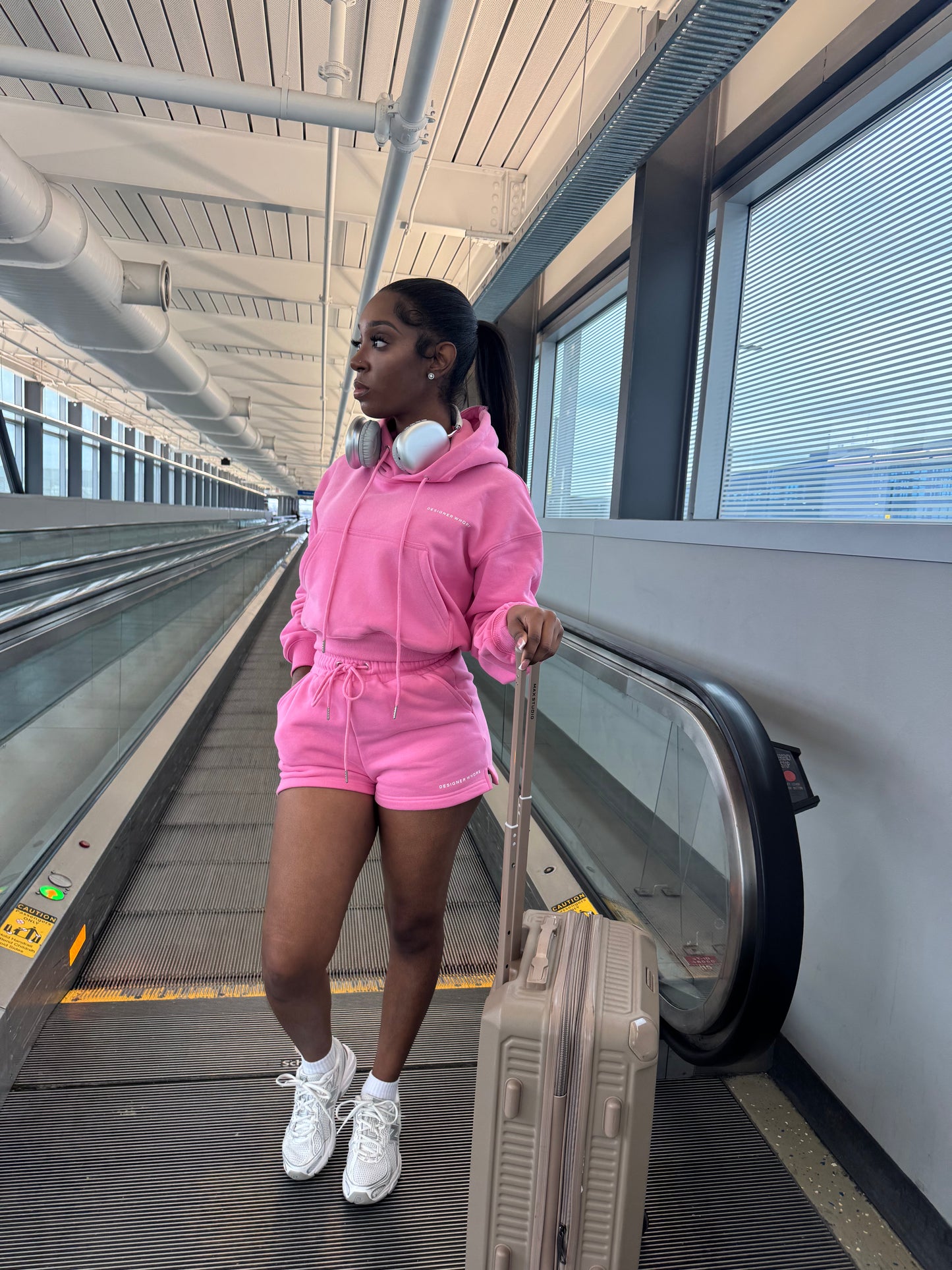 Pink COZY’ Hoodie Short Set