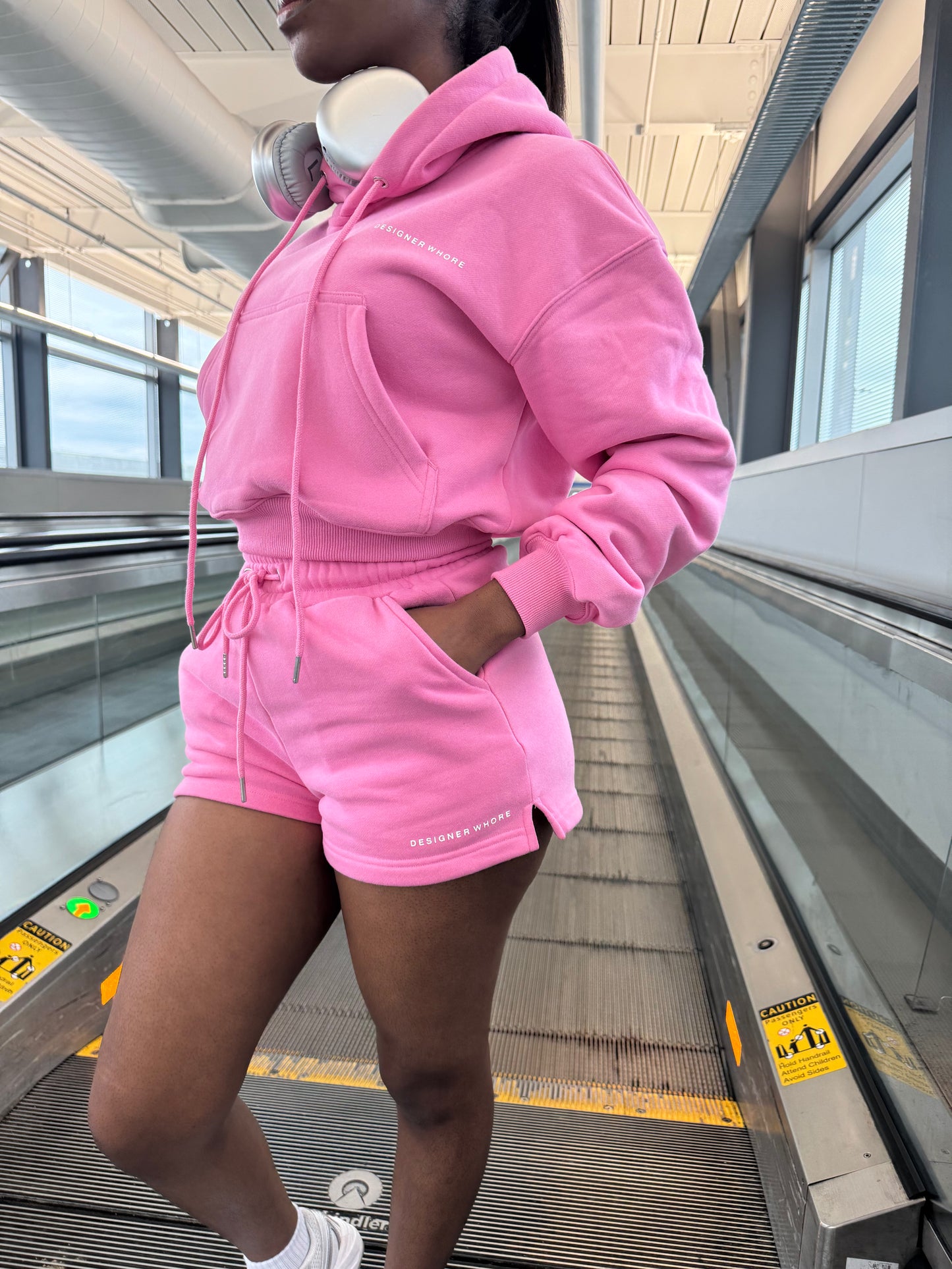 Pink COZY’ Hoodie Short Set