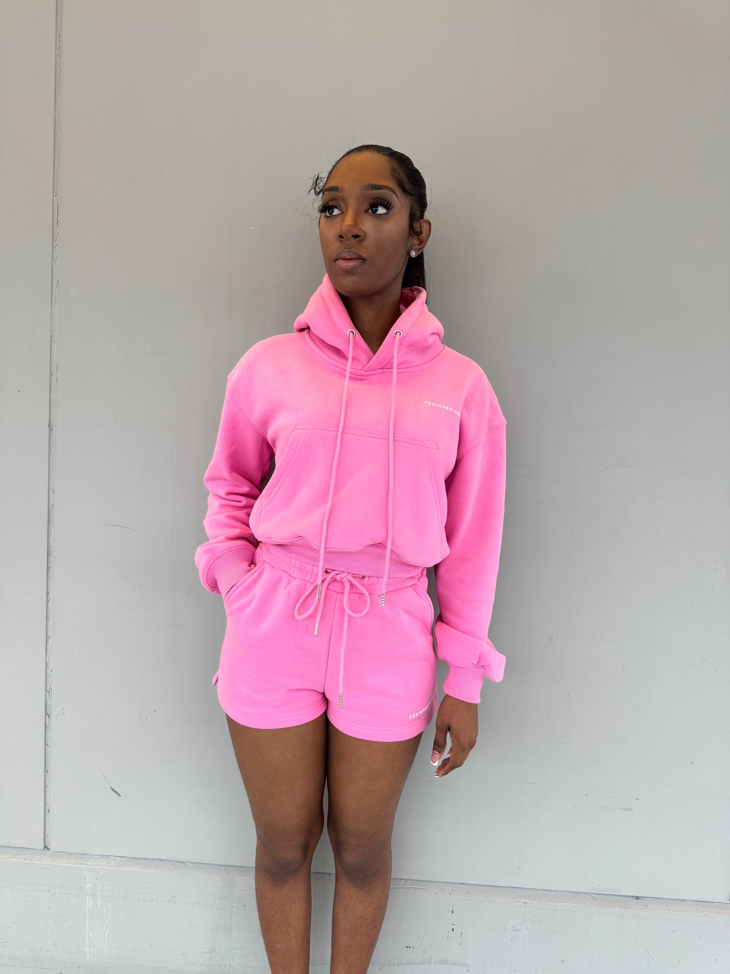 Pink COZY’ Hoodie Short Set