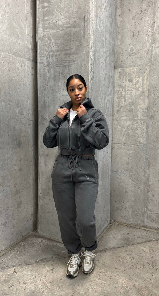 DW OVERSIZED STONE GREY | ZIPPER JOGGER SET