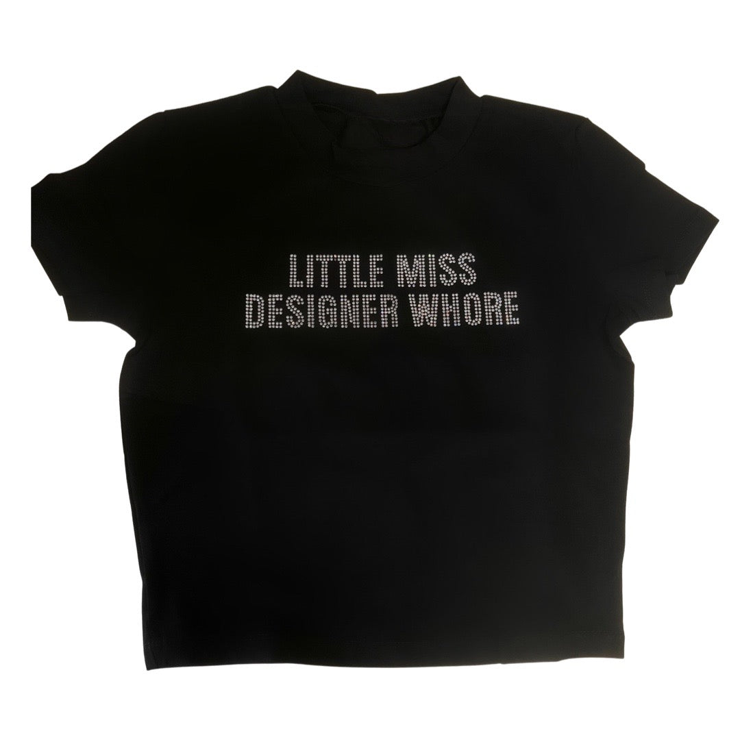 LITTLE MISS DW Bling Crop Tee – Designer Whore Apparel