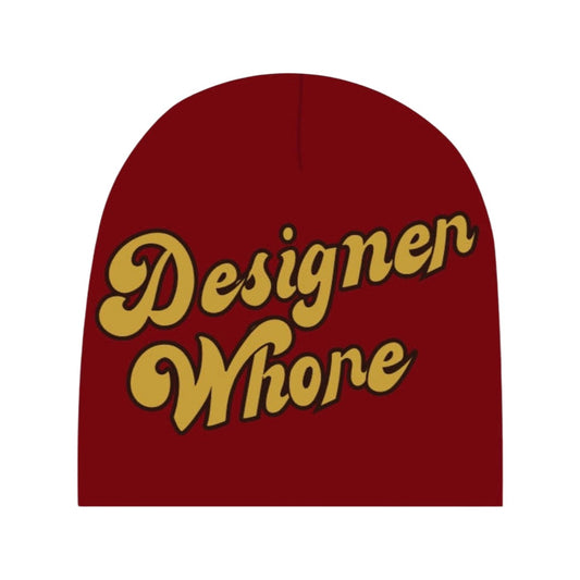 Designer Whore Beanie | Red & Yellow