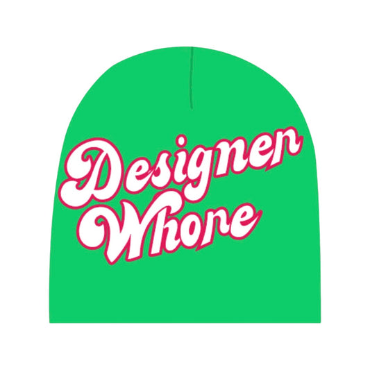 Designer Whore Beanie | Green & Pink