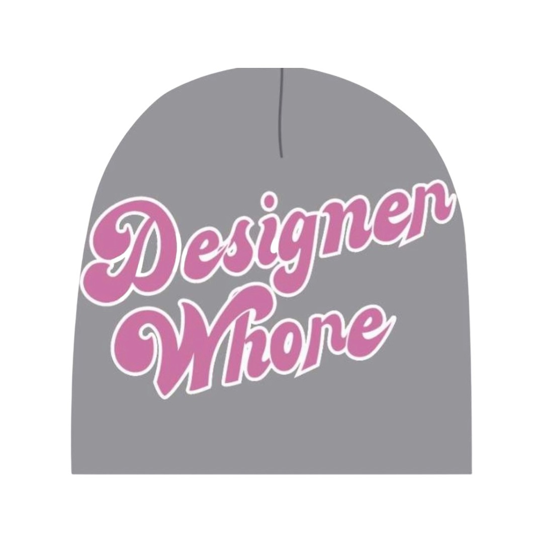 Designer Whore Beanie | Gray & Magenta