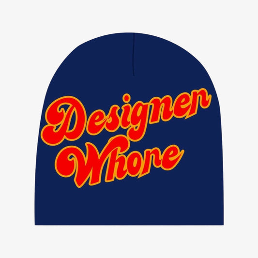 Designer Whore Beanie | Navy Blue & Red