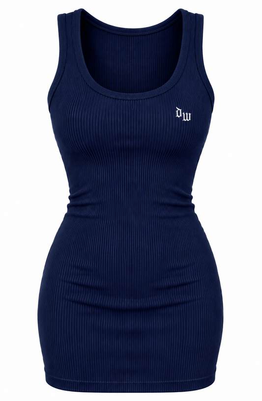 NAVY BLUE| RIBBED TANK DRESS