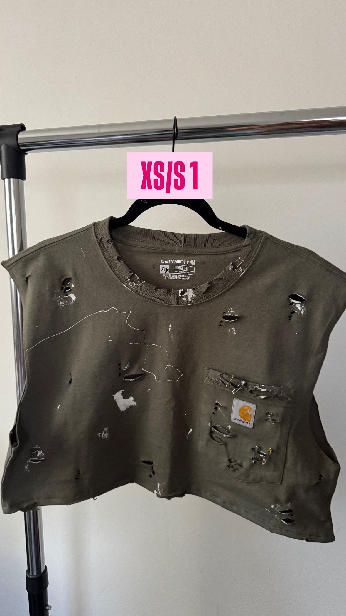 XS/S 1 Green Carhartt| sleeveless Pocket Crop tee