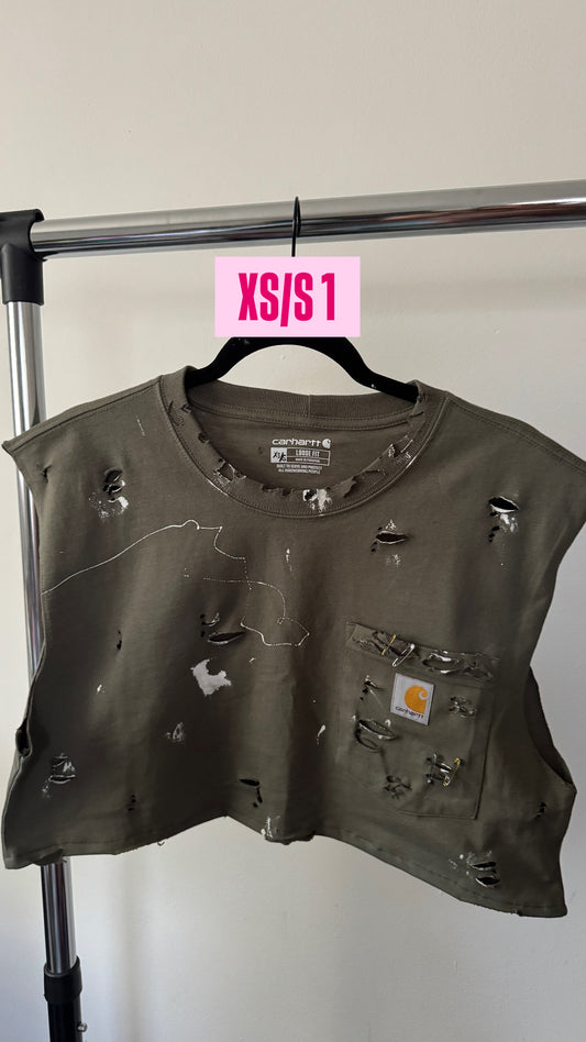 XS/S 1 Green Carhartt| sleeveless Pocket Crop tee
