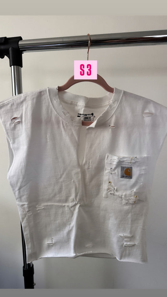 White Carhartt| Pocket Crop tee S-3