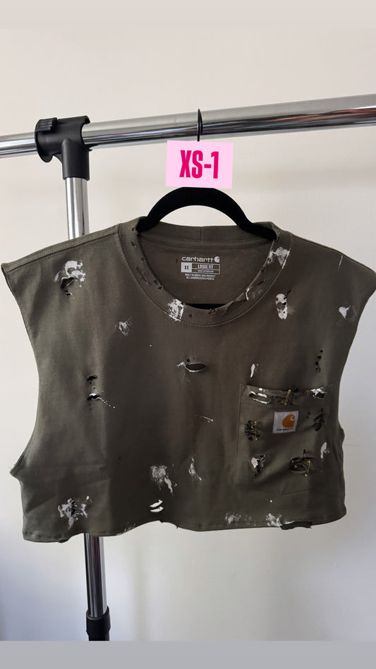 GREEN Carhartt tank | Pocket Crop tee XS-1