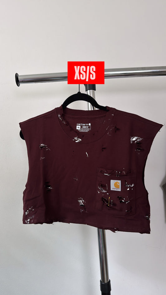 Burgundy Carhartt| Pocket Crop tee XS