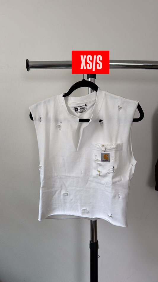 White Carhartt| Pocket Crop tee XS/S 1