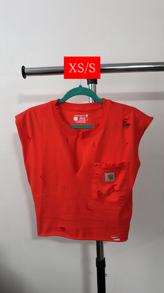 Orange Carhartt| sleeveless Pocket Crop tee XS/S
