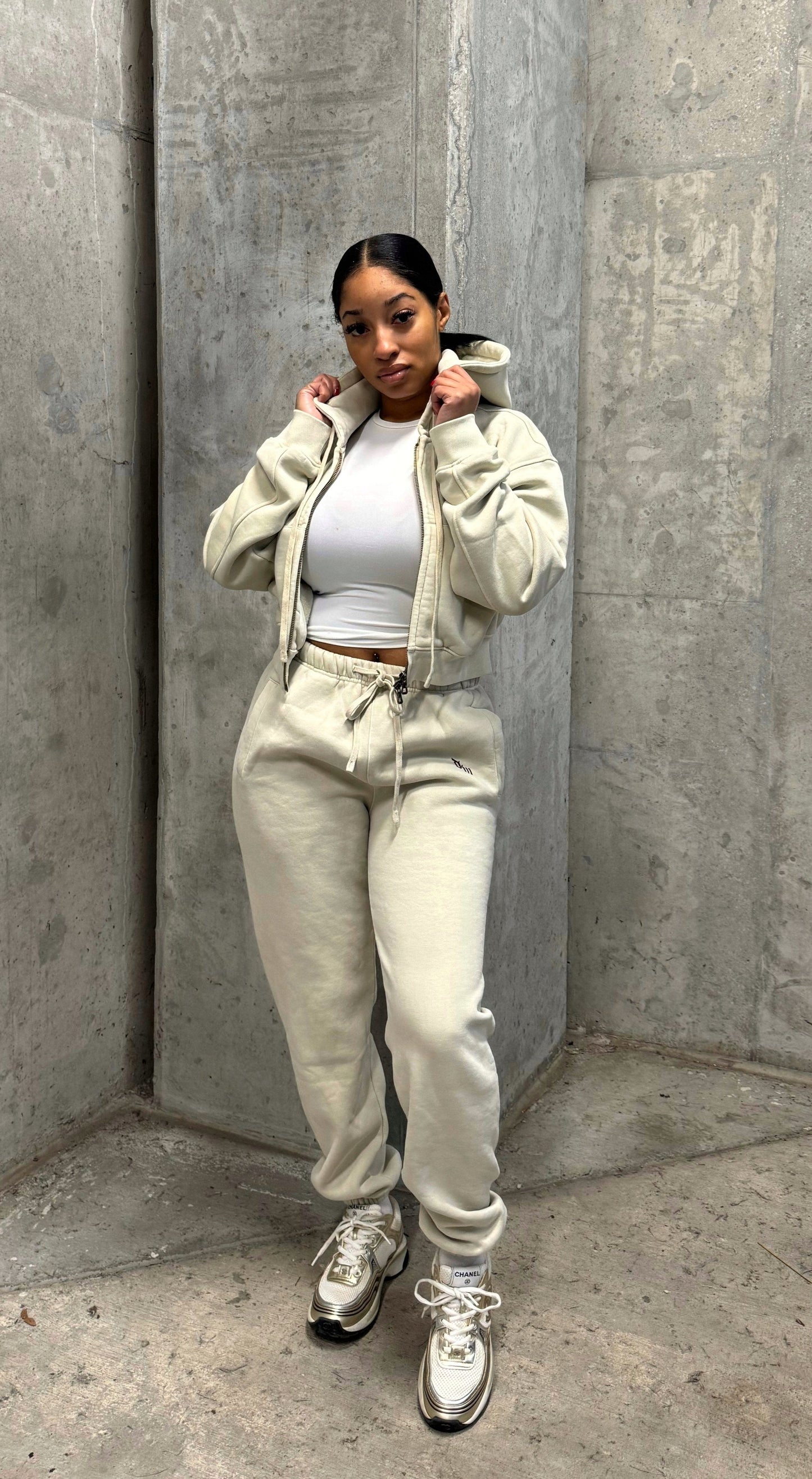 DW OVERSIZED BEIGE |ZIPPER JOGGER SET